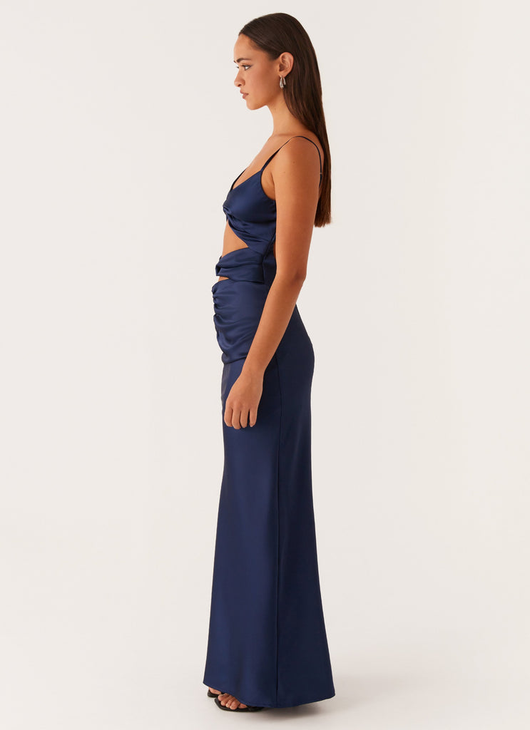 Peppermayo Peppermayo Exclusive - Stormie Satin Maxi Dress - Navy