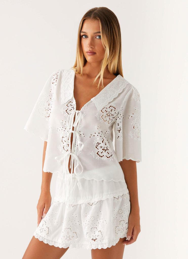 Peppermayo Peppermayo Exclusive - Summer Escape Embroidered Mini Skirt - White