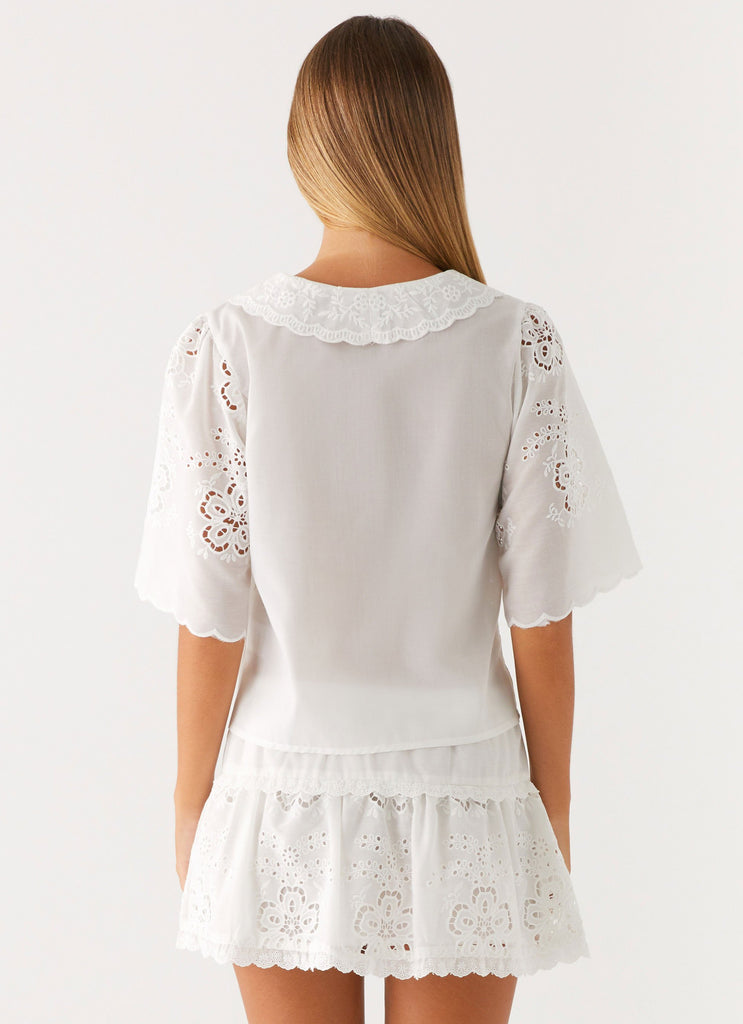 Peppermayo Peppermayo Exclusive - Summer Escape Embroidered Mini Skirt - White