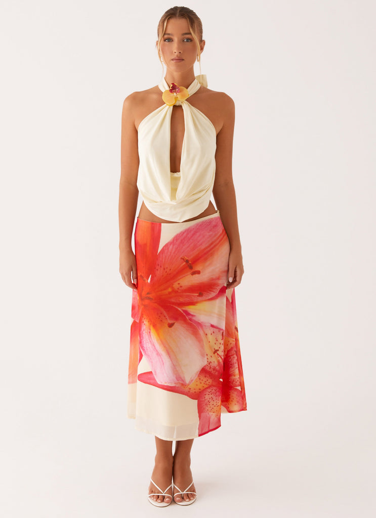 Peppermayo Peppermayo Exclusive - Summertime Midi Skirt - Yellow Floral