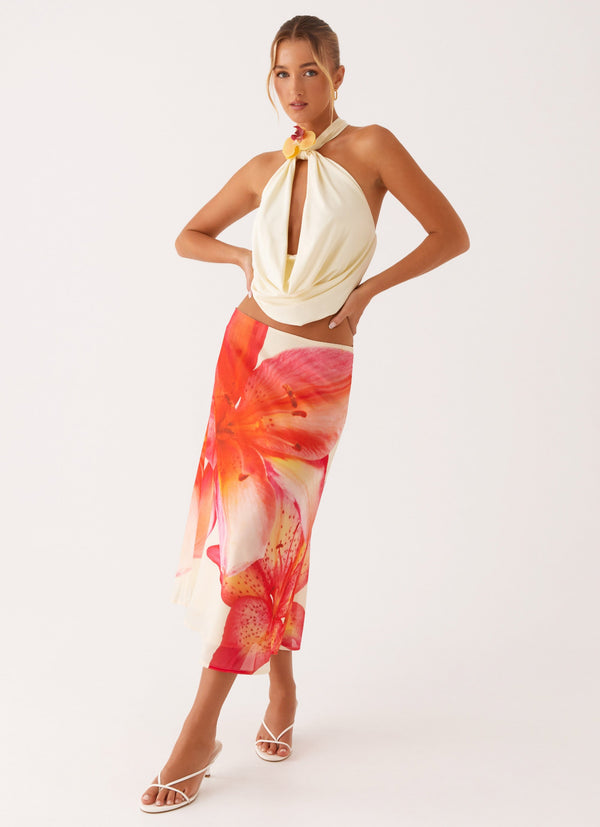 peppermayo Peppermayo Exclusive - Summertime Midi Skirt - Yellow Floral