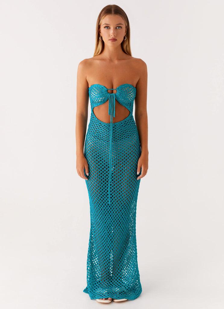 Peppermayo Peppermayo Exclusive - Sun Kissed Crochet Maxi Dress - Blue