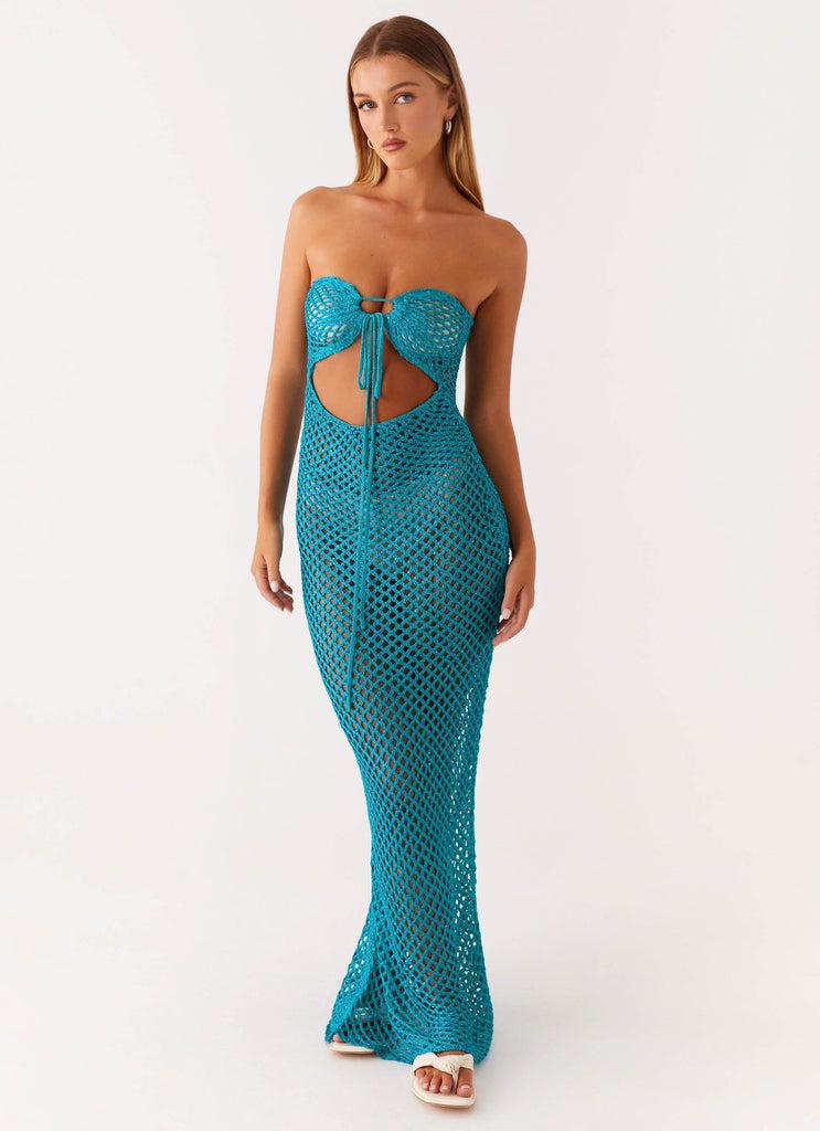 Peppermayo Peppermayo Exclusive - Sun Kissed Crochet Maxi Dress - Blue