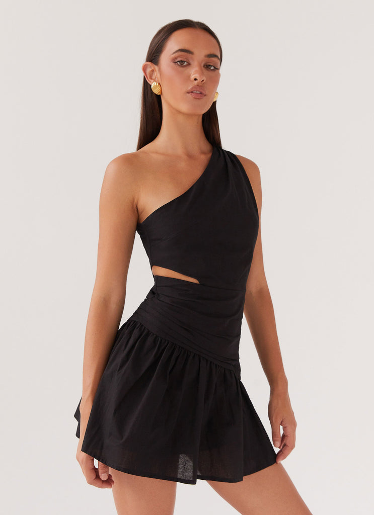 Peppermayo Peppermayo Exclusive - Sunkissed Hearts Linen Mini Dress - Black