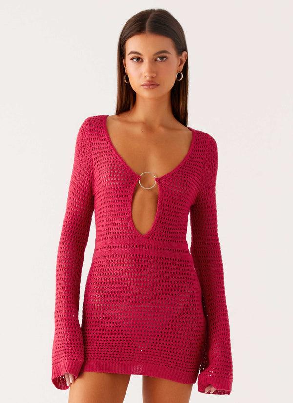 peppermayo Peppermayo Exclusive - Sunriser Crochet Mini Dress - Pink
