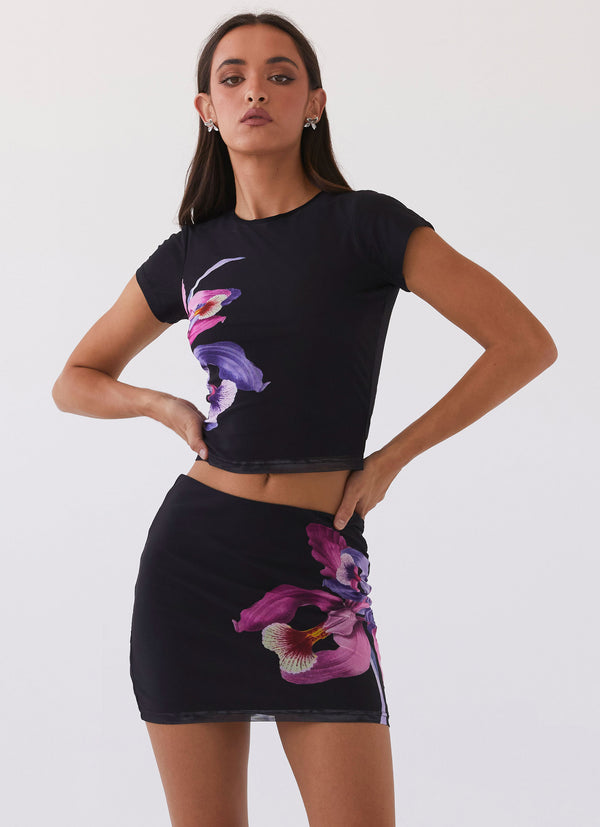 peppermayo Peppermayo Exclusive - Sunset Bliss Mesh Mini Skirt - Cosmo Floral