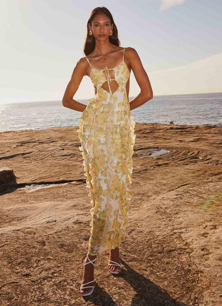 Peppermayo Peppermayo Exclusive - Sunset Kisses Ruffle Maxi Dress - Daffodil