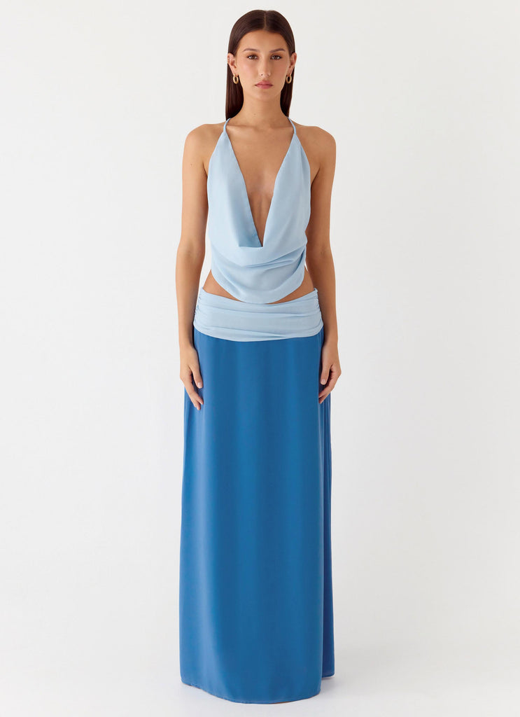 Peppermayo Peppermayo Exclusive - Sweet Charm Cowl Neck Top - Baby Blue