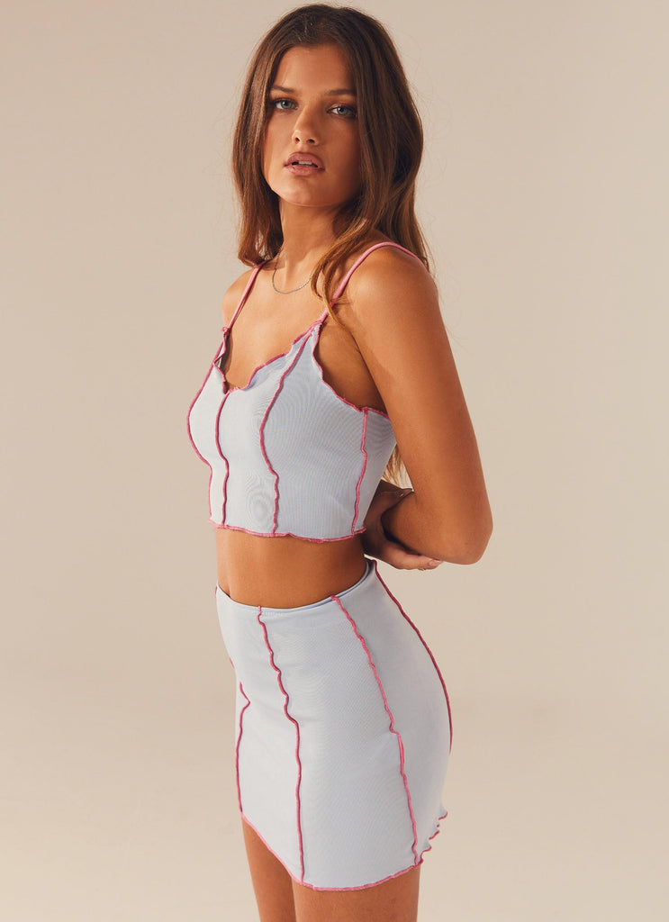 Peppermayo Peppermayo Exclusive - Sweet Lovin Knit Mini Skirt - Baby Blue