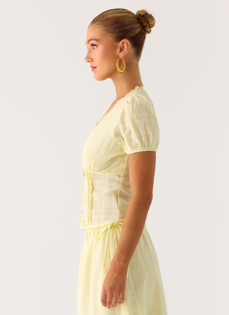 Peppermayo Peppermayo Exclusive - Sweet Lullaby Button Up Shirt - Lemon Yellow