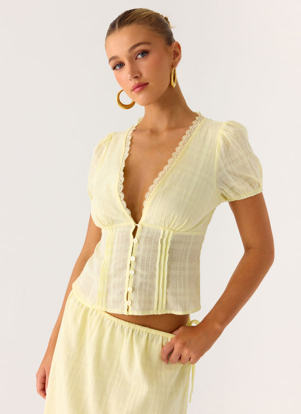 peppermayo Peppermayo Exclusive - Sweet Lullaby Button Up Shirt - Lemon Yellow