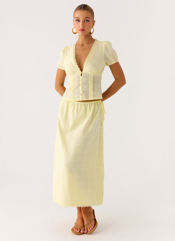 peppermayo Peppermayo Exclusive - Sweet Lullaby Midi Skirt - Lemon Yellow