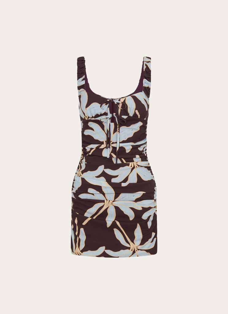 Peppermayo Peppermayo Exclusive - Sweet Melody Ruched Mini Dress - Opulent Brown