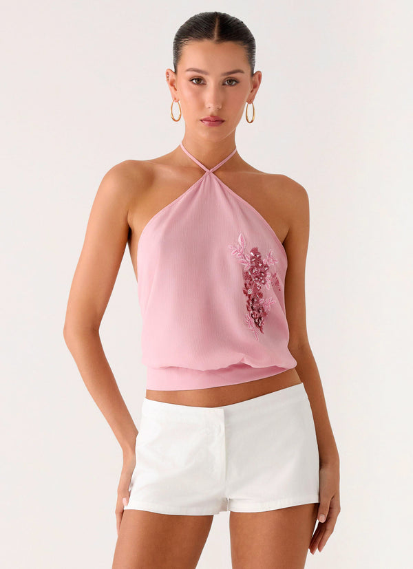 peppermayo Peppermayo Exclusive - Sweet Skies Halter Top - Pink