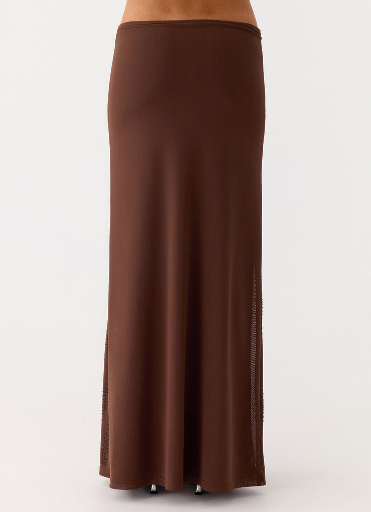 Peppermayo Peppermayo Exclusive - Sweet Sky Beaded Maxi Skirt - Chocolate