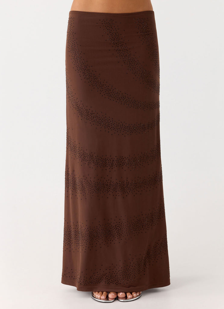 Peppermayo Peppermayo Exclusive - Sweet Sky Beaded Maxi Skirt - Chocolate