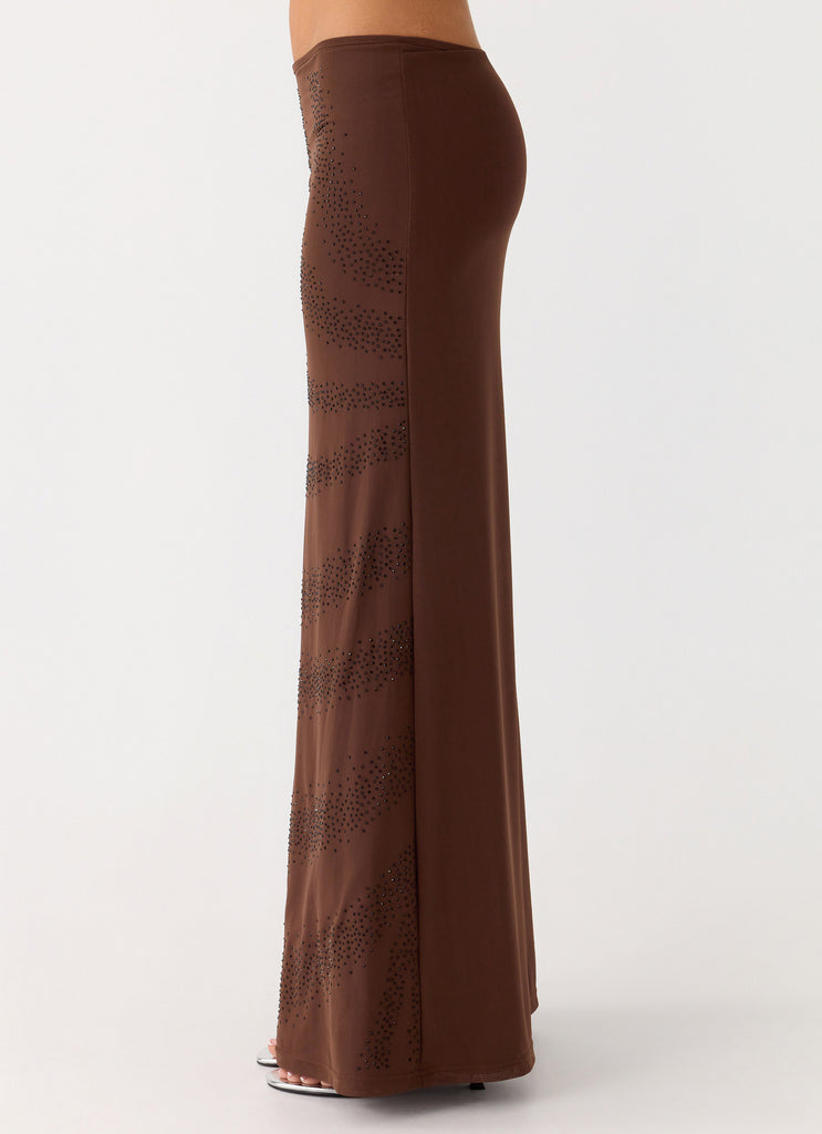 Peppermayo Peppermayo Exclusive - Sweet Sky Beaded Maxi Skirt - Chocolate