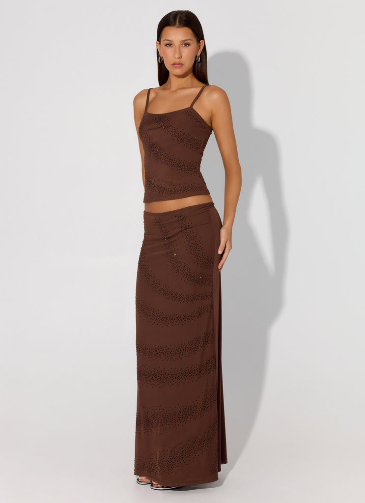 Peppermayo Peppermayo Exclusive - Sweet Sky Beaded Top - Chocolate