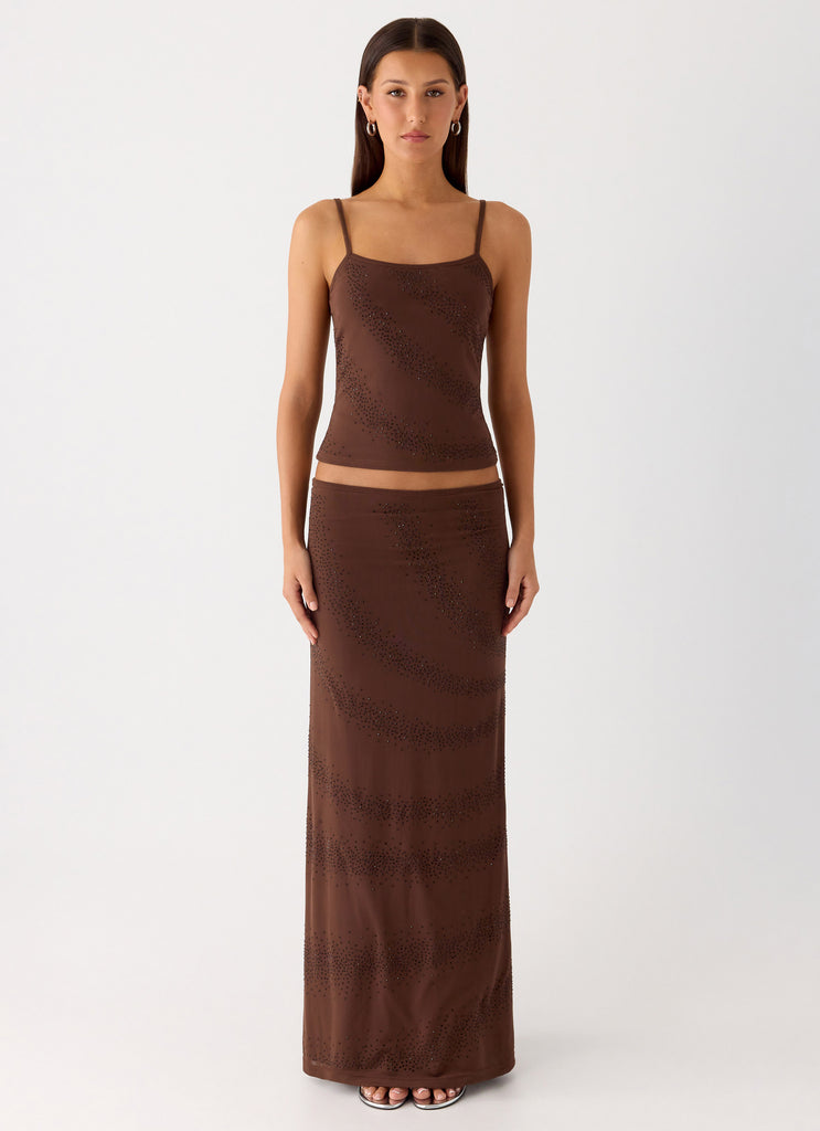 Peppermayo Peppermayo Exclusive - Sweet Sky Beaded Top - Chocolate
