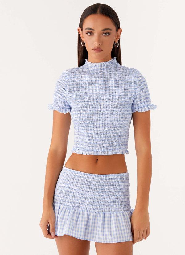 peppermayo Peppermayo Exclusive - Sweetest Pie T-Shirt - Baby Blue Gingham