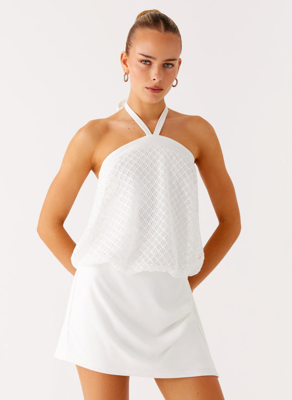peppermayo Peppermayo Exclusive - Switch Up Halter Mini Dress - Ivory