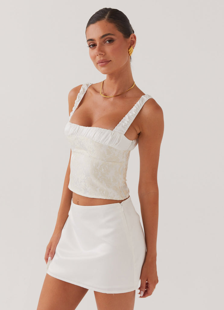 Peppermayo Peppermayo Exclusive - Sylvia Satin Mini Skirt - Ivory