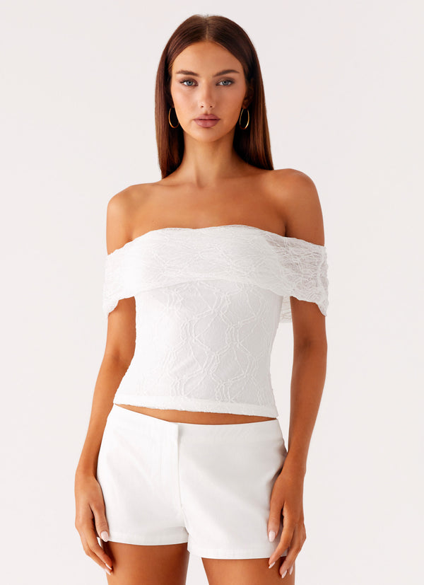 peppermayo Peppermayo Exclusive - Tabby Off Shoulder Top - White