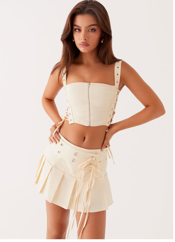 peppermayo Peppermayo Exclusive - Tahnne Eyelet Mini Skirt - Ivory