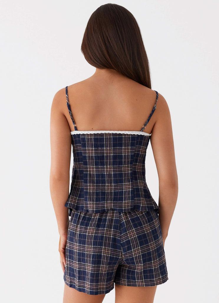 Peppermayo Peppermayo Exclusive - Tamaira Tie Top - Navy Check