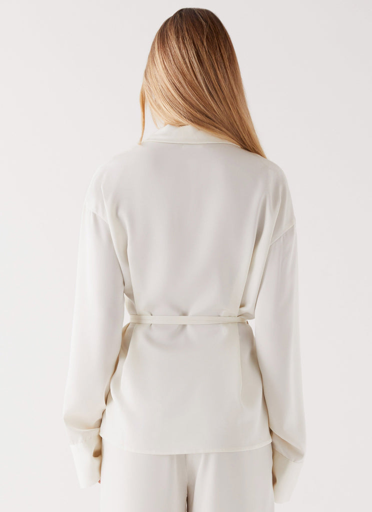 Peppermayo Peppermayo Exclusive - Tammie Tie Side Shirt - Pearl