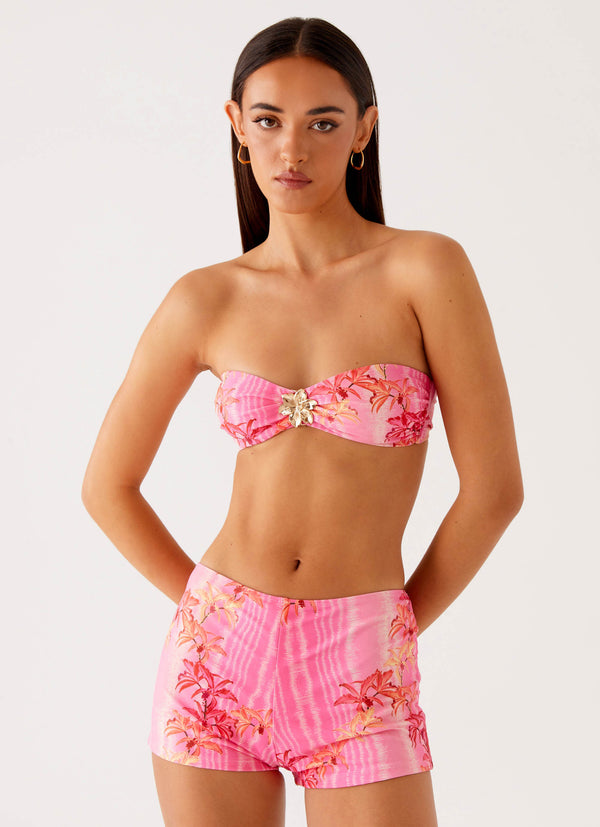 peppermayo Peppermayo Exclusive - Tamra Strapless Bikini Top - Tropical Pink Print