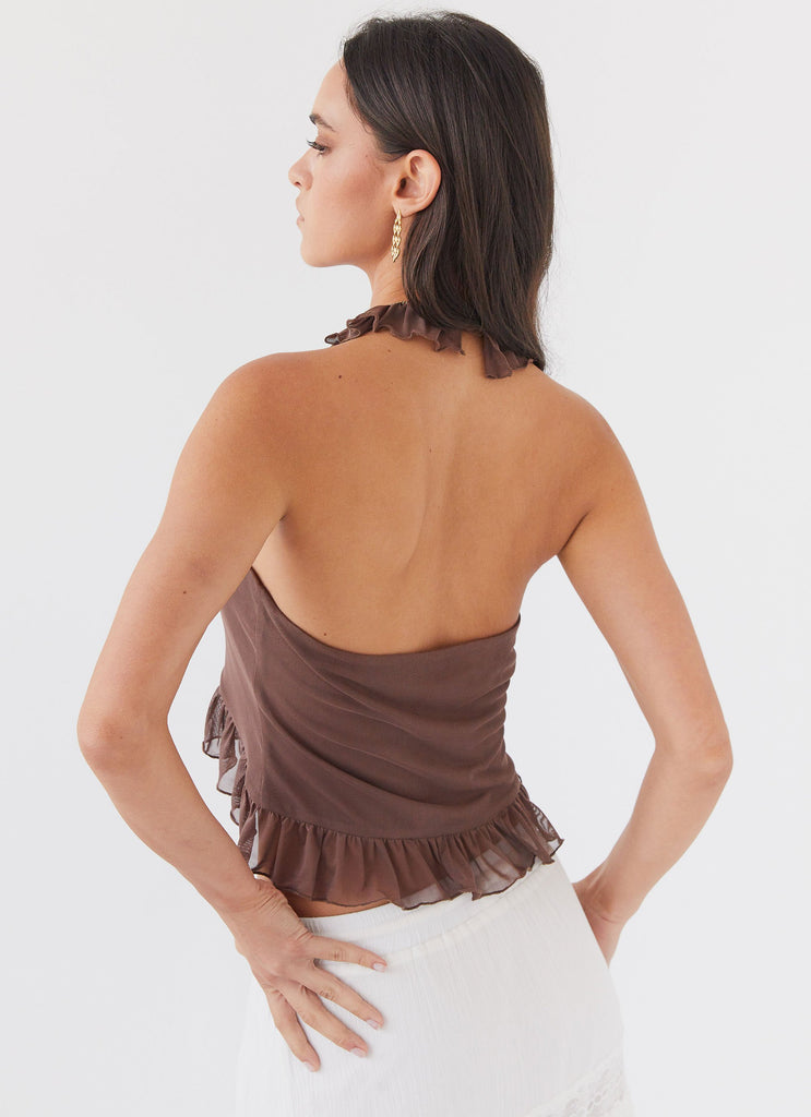 Peppermayo Peppermayo Exclusive - Tanya Mesh Frill Top - Chocolate