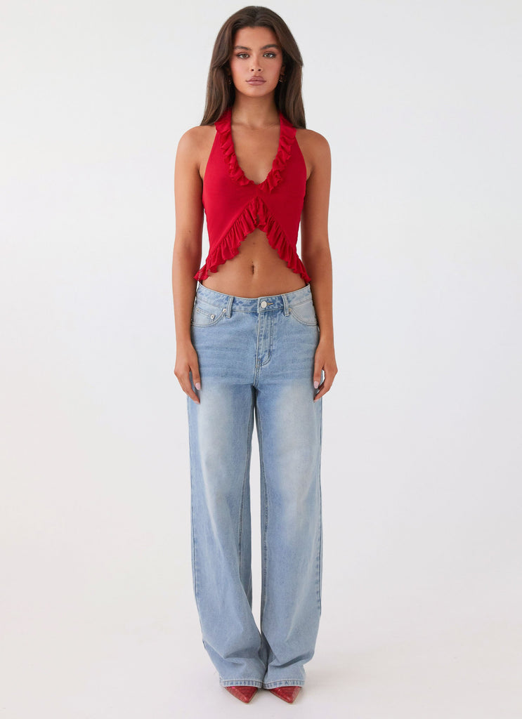 Peppermayo Peppermayo Exclusive - Tanya Mesh Frill Top - Red