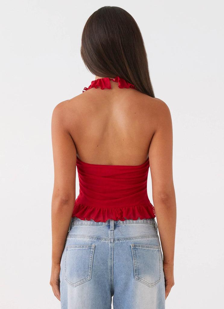 Peppermayo Peppermayo Exclusive - Tanya Mesh Frill Top - Red