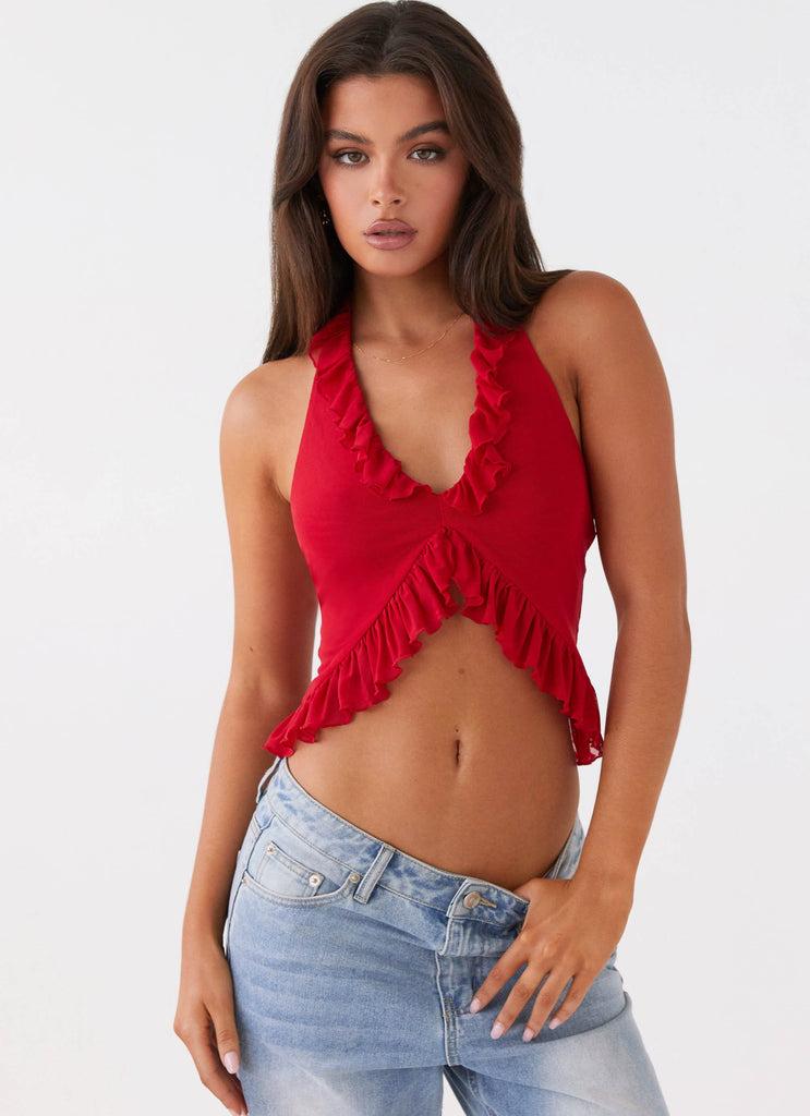 Peppermayo Peppermayo Exclusive - Tanya Mesh Frill Top - Red