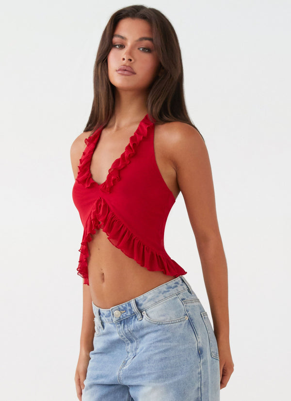 peppermayo Peppermayo Exclusive - Tanya Mesh Frill Top - Red
