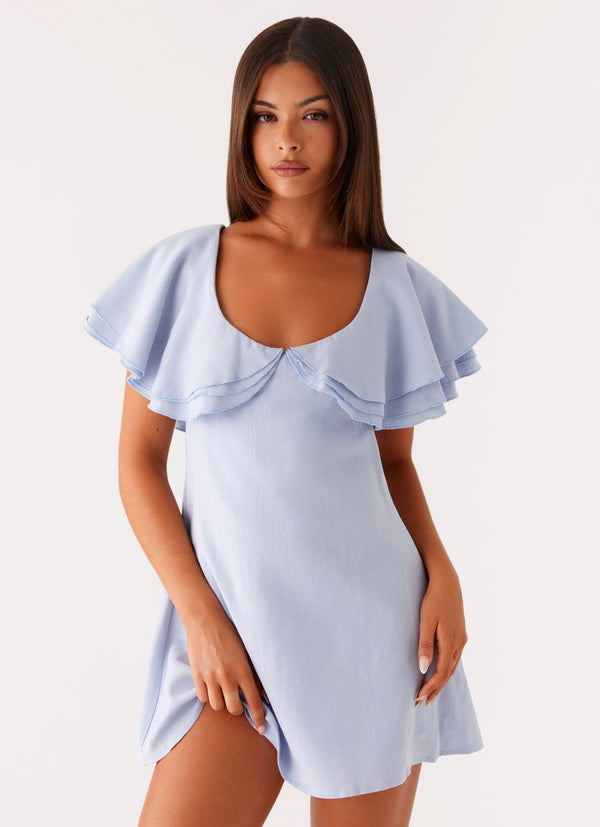 peppermayo Peppermayo Exclusive - Taye Linen Mini Dress - Blue