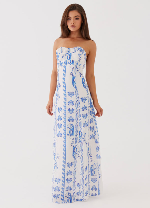 peppermayo Peppermayo Exclusive - Tayla Linen Maxi Dress - Floral Wave