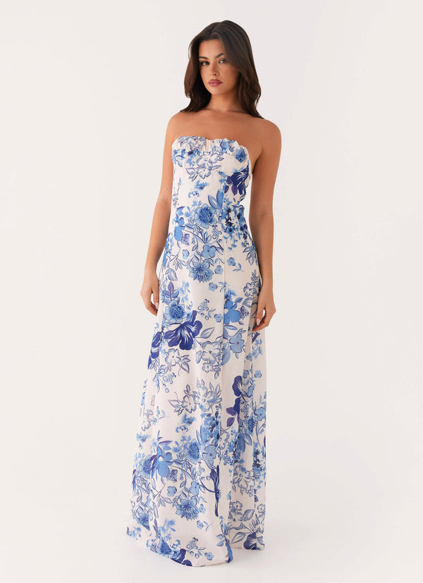 peppermayo Peppermayo Exclusive - Tayla Linen Maxi Dress - Serene Sky Floral