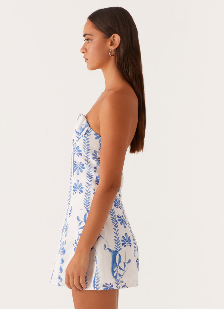 Peppermayo Peppermayo Exclusive - Tayla Linen Mini Dress - Floral Wave