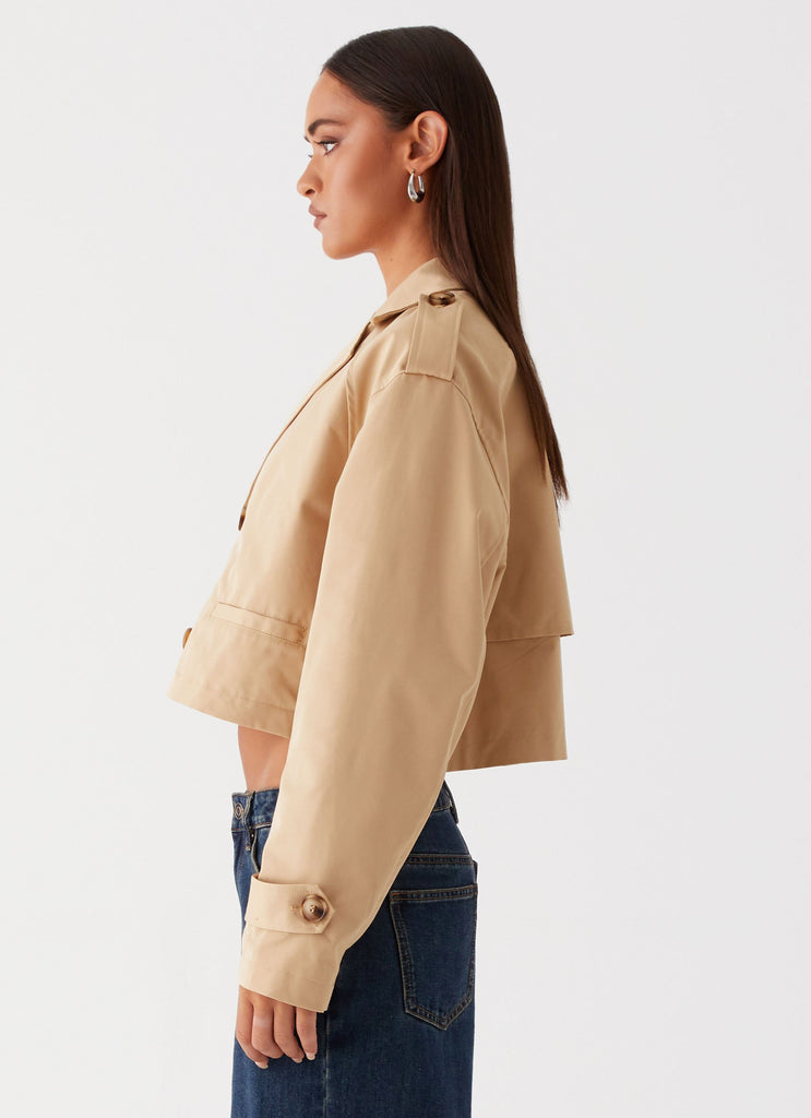 Peppermayo Peppermayo Exclusive - Teddie Cropped Trench Coat - Camel