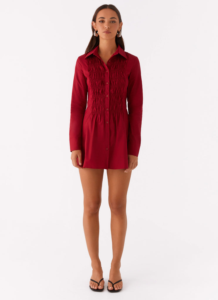 Peppermayo Peppermayo Exclusive - Tessie Shirred Shirt Dress - Rhubarb