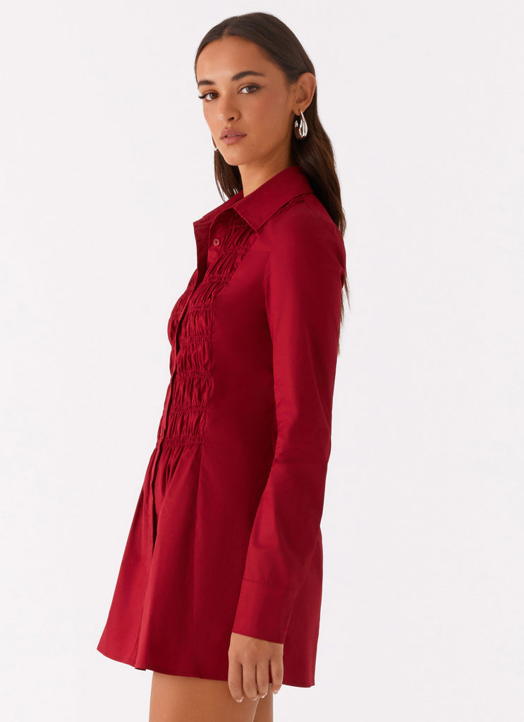 Peppermayo Peppermayo Exclusive - Tessie Shirred Shirt Dress - Rhubarb