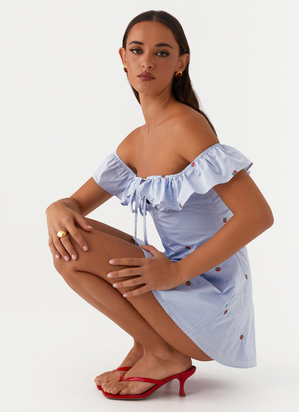 peppermayo Peppermayo Exclusive - Texas Sun Linen Mini Dress - Blue