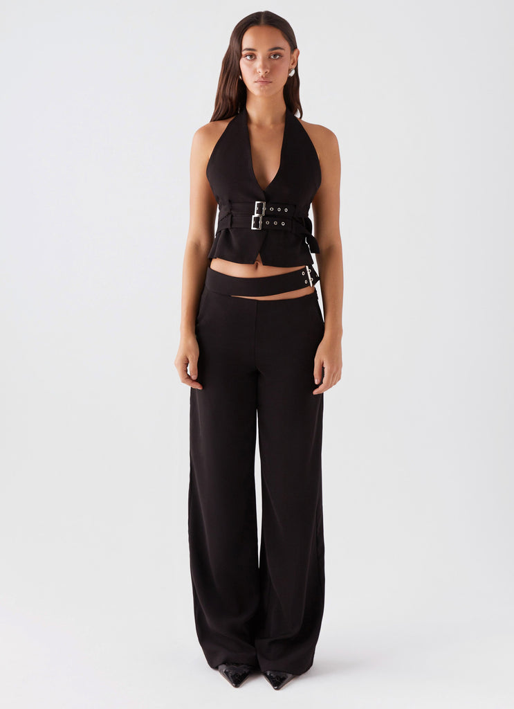 Peppermayo Peppermayo Exclusive - The After Party Cut Out Belt Pants - Black