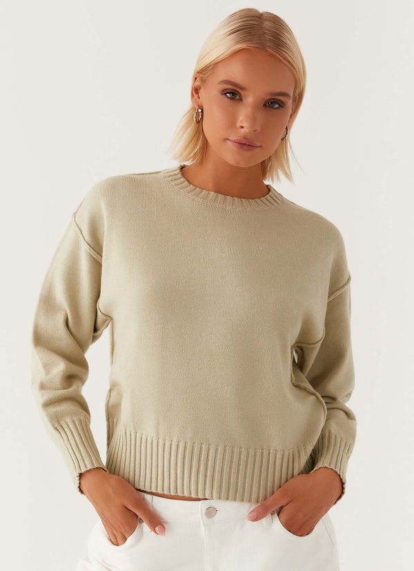 peppermayo Peppermayo Exclusive - Thelma Oversized Knit Sweater - Pastel Green