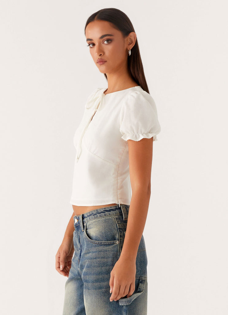 Peppermayo Peppermayo Exclusive - These Words Puff Sleeve Top - White