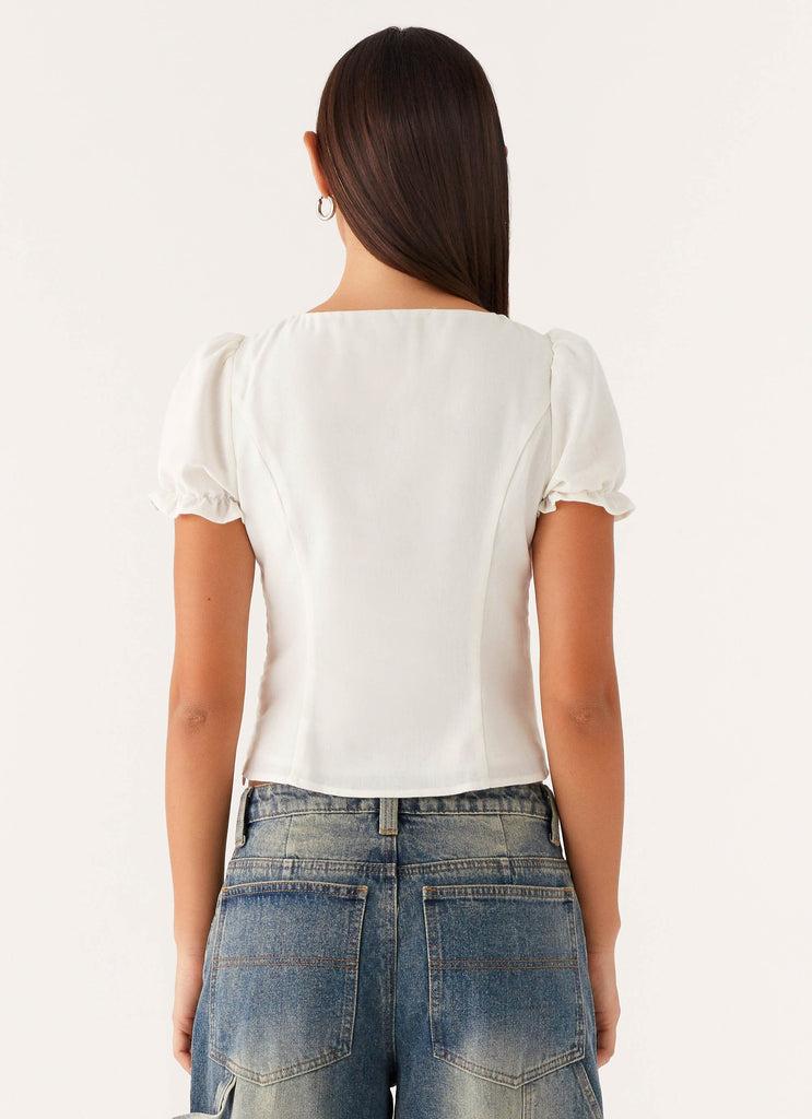 Peppermayo Peppermayo Exclusive - These Words Puff Sleeve Top - White