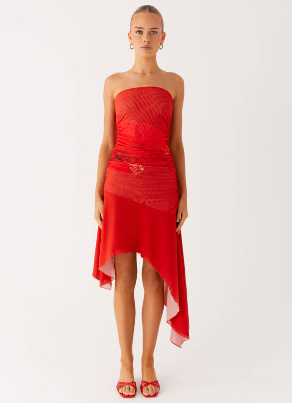 peppermayo Peppermayo Exclusive - Think About It Midi Dress - Fire Red