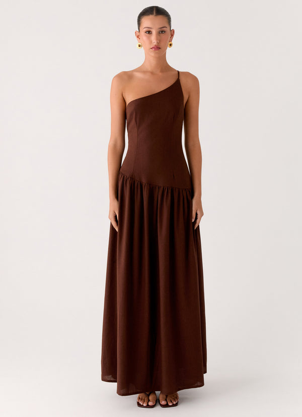 peppermayo Peppermayo Exclusive - Thinking About You Linen Maxi Dress - Brown